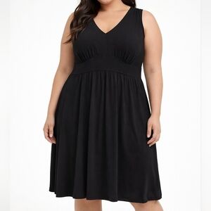Torrid | Size 1 Black Sleeveless Fit & Flare Dress V-Neck
